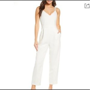 French connection white cropped jumpsuit